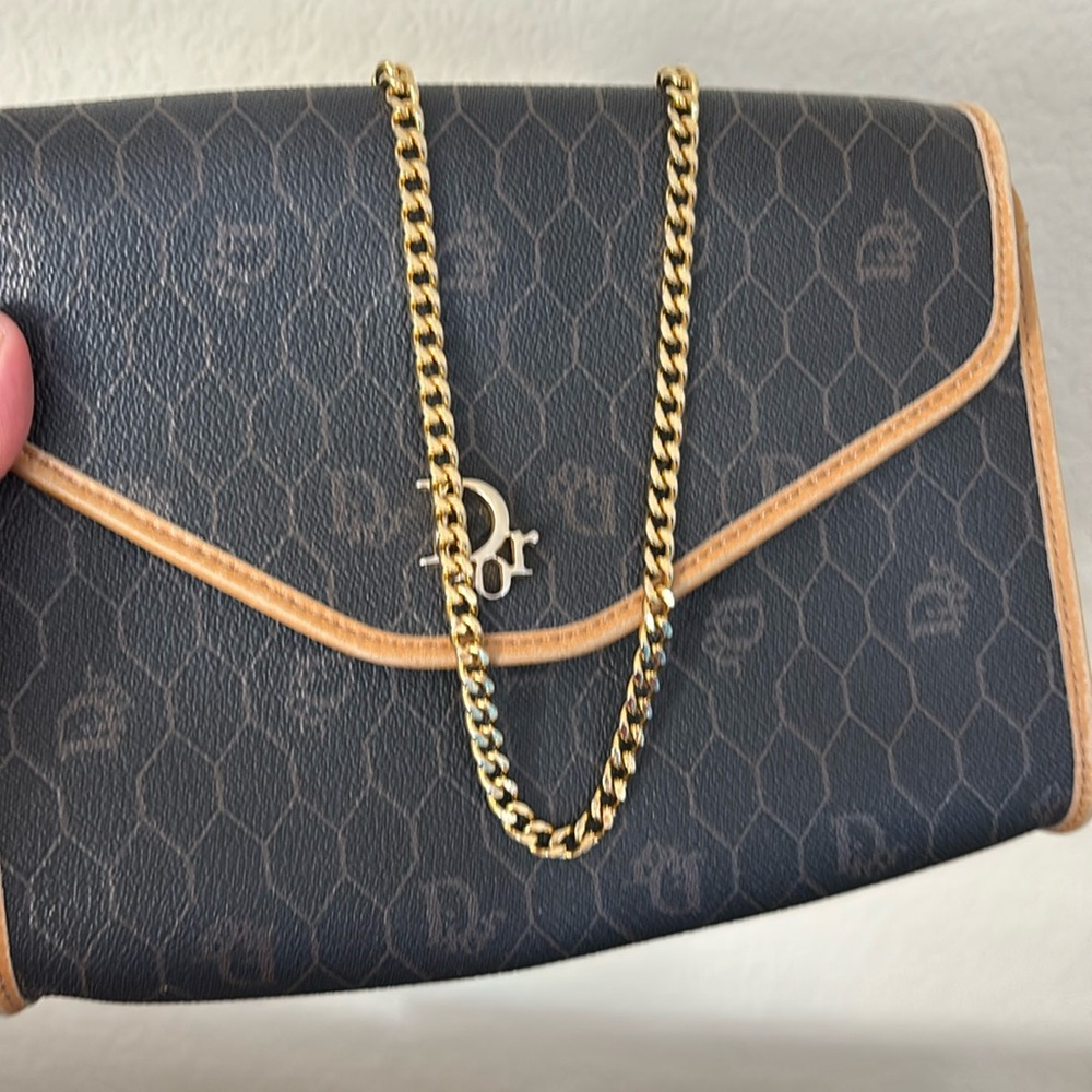 Dior Black and Tan small cross body with original Gold Chain